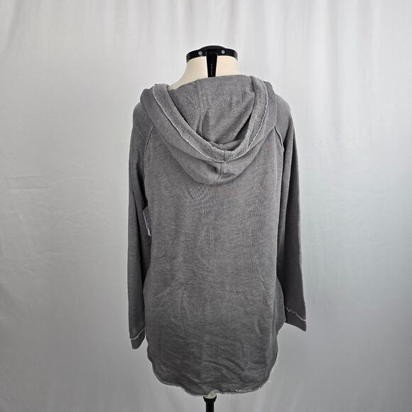 U.S. Apparel Hooded Sweatshirt Women's XL Gray V-Neck Raw Hem Long Sleeve NWT - Picture 14 of 15